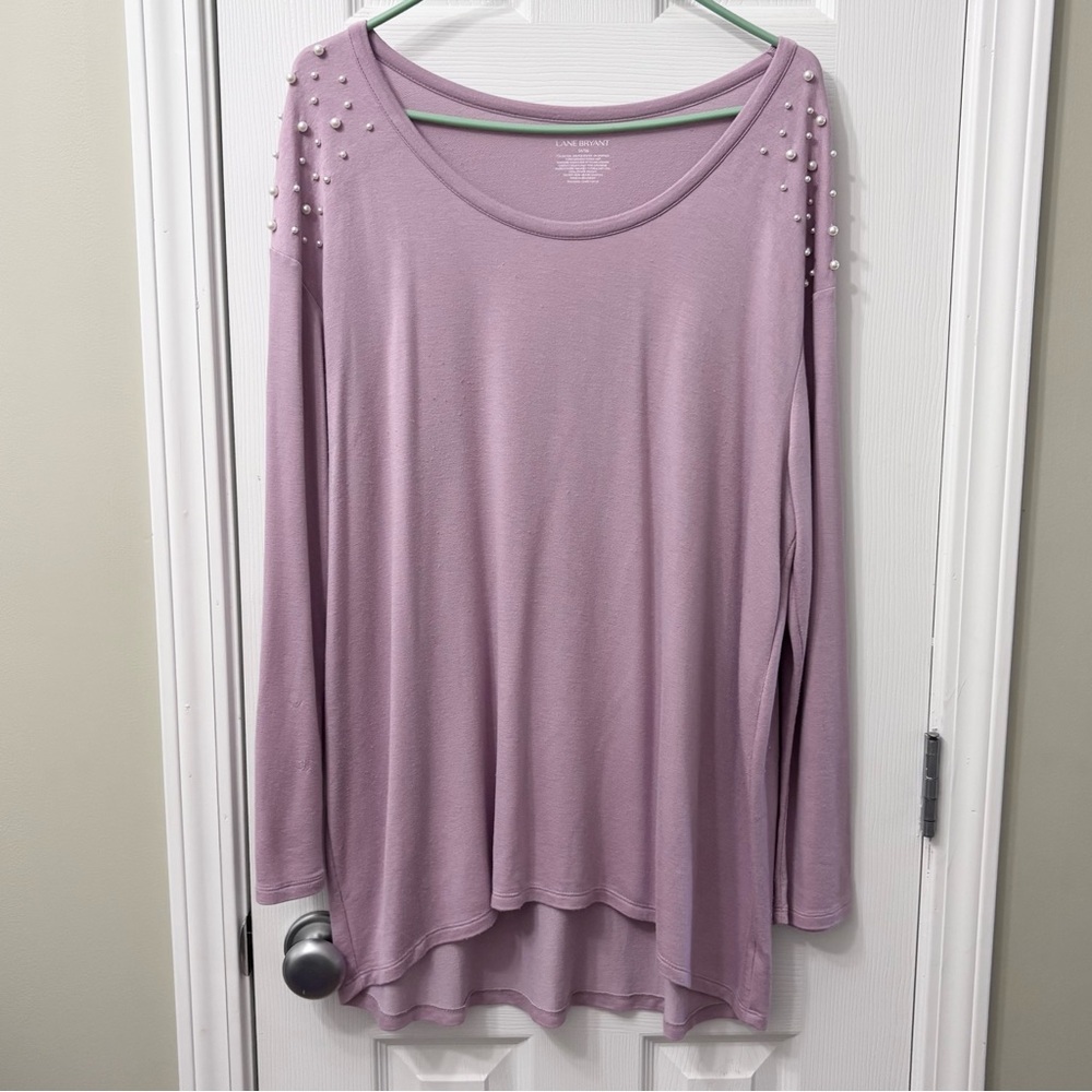 Lane Bryant Pearl Detail Lilac Purple Long Sleeve TunicPlus Size 14/16 - Picture 2 of 7